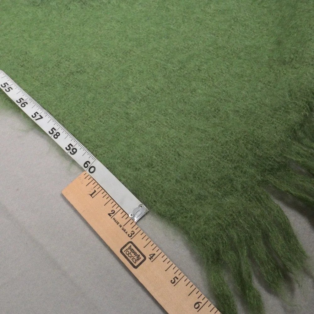 Vintage St Albans Pure Mohair Throw Blanket Fringe Green Australia  50